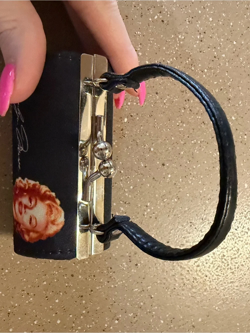 Marilyn Monroe Vintage Black Mini Kiss-Lock Lipstick Holder